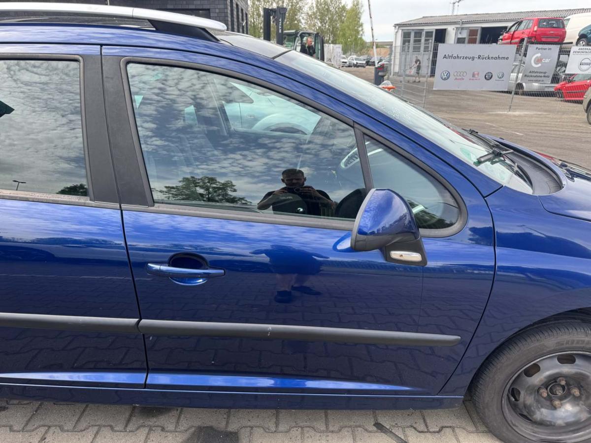 Peugeot 207SW original T&uuml;r vorn rechts KPL Montebello blau Kombi Rohbau Bj.2009
